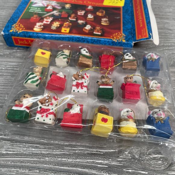 Vintage Giftco Jack In The Box Miniature Mini Christmas Ornaments Set Of 18 NEW - Picture 8 of 12